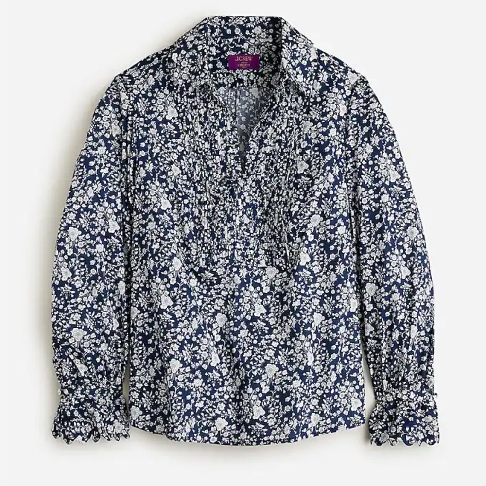 J.Crew Scalloped Popover Top in Liberty Summer Blooms fabric